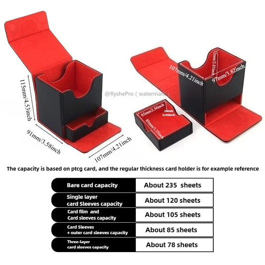 Commander Card Deck Box for MTG Holds 100+ Deck Box with 2 Dividers and Dice Tray Fits for MTG PTCG Magic Baseball Sports Cards