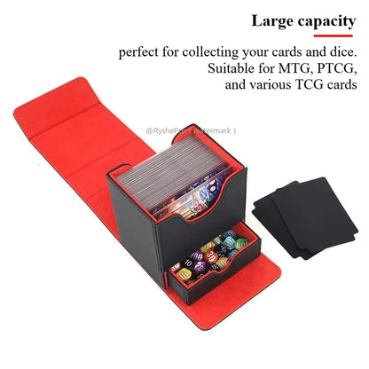 Commander Card Deck Box for MTG Holds 100+ Deck Box with 2 Dividers and Dice Tray Fits for MTG PTCG Magic Baseball Sports Cards