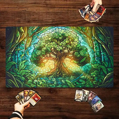 MTG The Magic Gathering Play Mats Original Handcrafted Art Non-Slip TCG Playmat with Rubber Bottom & Stitched Edge CCG Card Mat