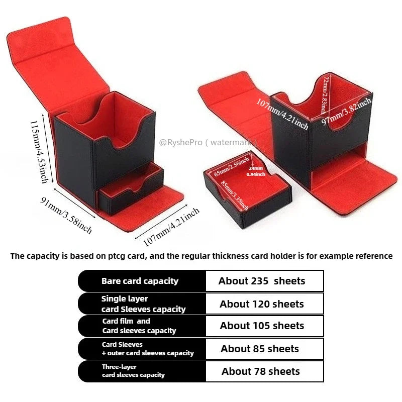 Commander Card Deck Box for MTG Holds 100+ Deck Box with 2 Dividers and Dice Tray Fits for MTG PTCG Magic Baseball Sports Cards