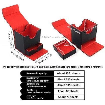 Commander Card Deck Box for MTG Holds 100+ Deck Box with 2 Dividers and Dice Tray Fits for MTG PTCG Magic Baseball Sports Cards