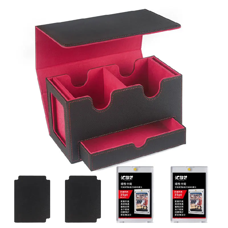 MTG Commander Deck Box with Card Tray & Accessories Drawer, Storage for Double Sleeved Cards, Durable Design