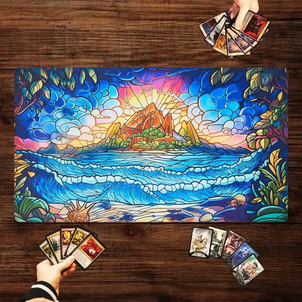 MTG The Magic Gathering Play Mats Original Handcrafted Art Non-Slip TCG Playmat with Rubber Bottom & Stitched Edge CCG Card Mat