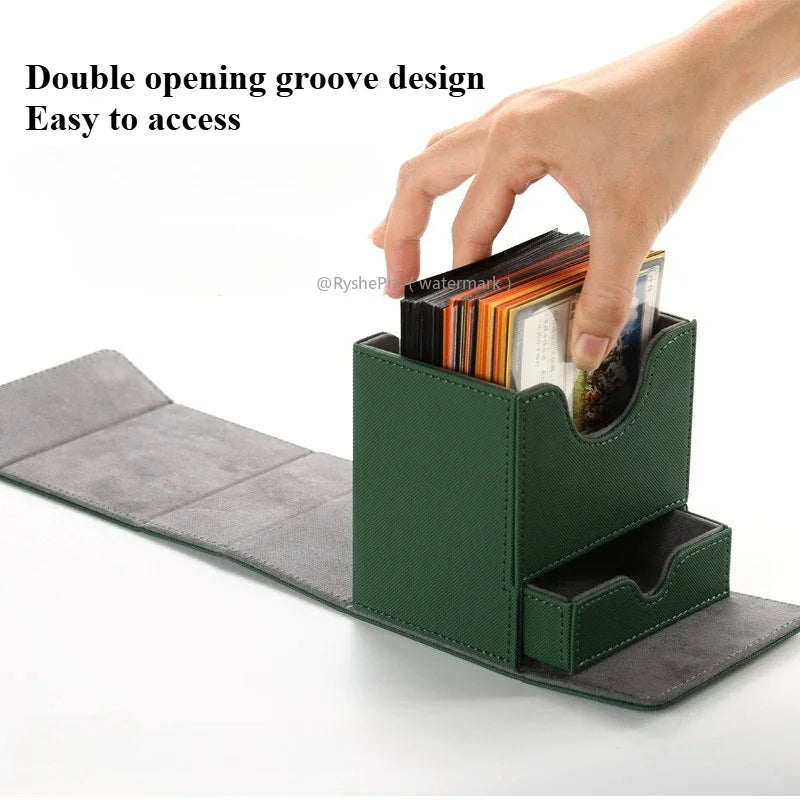 Commander Card Deck Box for MTG Holds 100+ Deck Box with 2 Dividers and Dice Tray Fits for MTG PTCG Magic Baseball Sports Cards